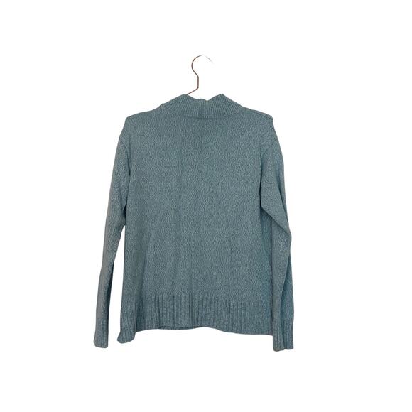 Talbots honeycomb high low mock neck sweater blue green size small - Picture 3 of 8